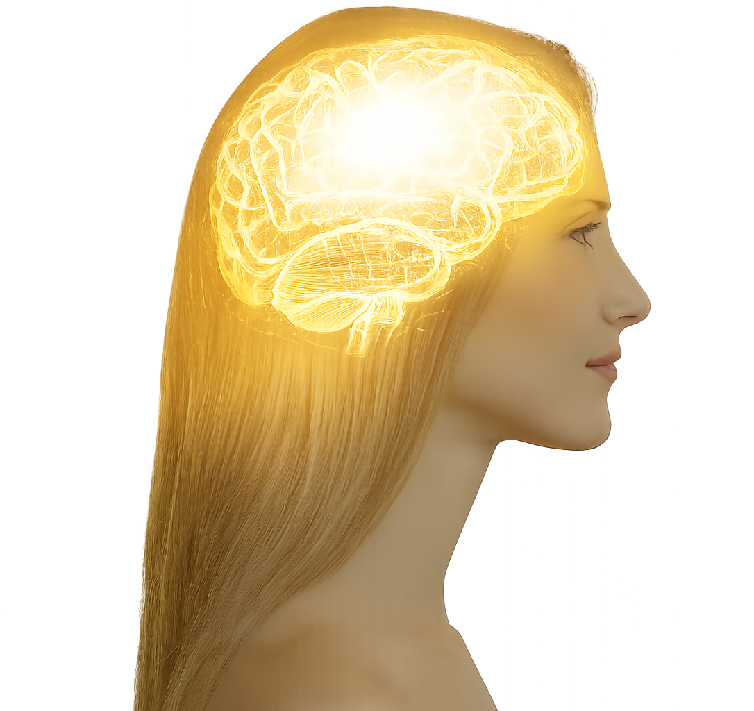 Science graphic of a woman with highlighting relevant hormane related organs