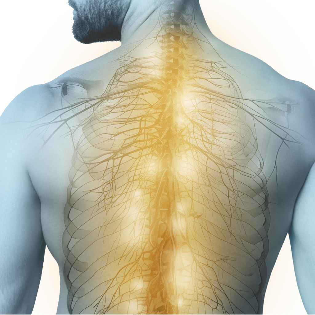 Science graphic illuminating the spine